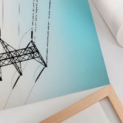 Poster Vtáky na elektrickom vedeniach modrej oblohy