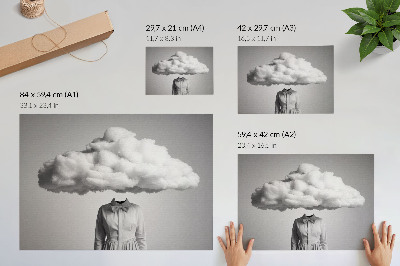 Retro plagát Surrealistický minimalistický motív bieleho oblaku