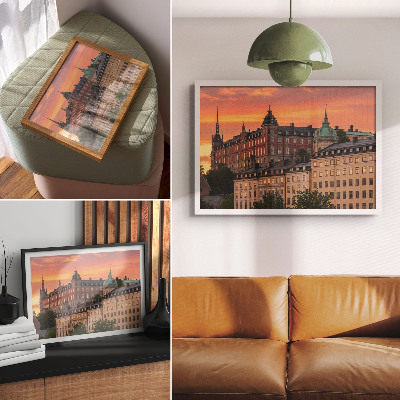 Poster Západ slnka, očarujúce budovy, historická atmosféra