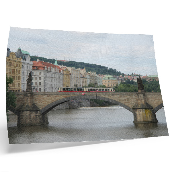 Plagát do izby Most cez rieku s električkou, obklopený klasickou architektúrou