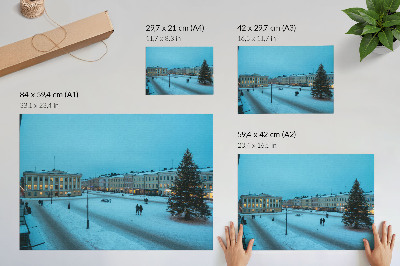 Plagát do izby Zimná krajina, klasická architektúra, vianočná atmosféra