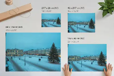 Plagát do izby zimná krajina s klasickou architektúrou a vianočnou atmosférou