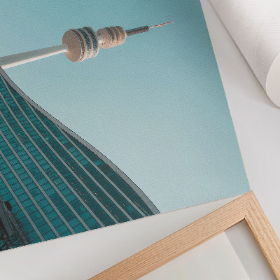 Poster Modrá obloha moderná budova mestská veža
