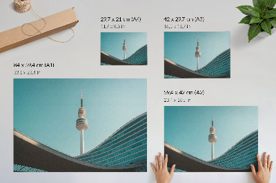 Poster Modrá obloha moderná budova mestská veža