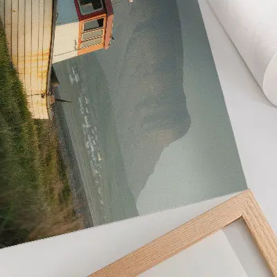 Retro plagát horská panoráma Lodže s nostalgickou atmosférou
