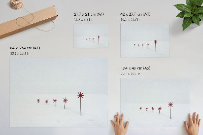 Plagát do izby Minimalistické zimné biele a červené hviezdy