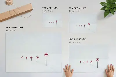 Plagát do izby minimalistický s motívom bielych a červených zimných hviezd