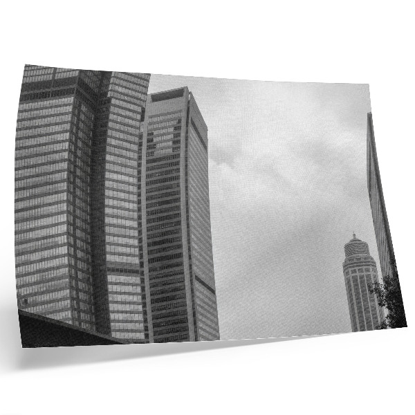 Retro plagát Monochromatické moderné mestské mrakodrapy