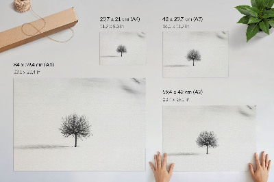 Poster Motív harmónie minimalistickej zimnej stromovej krajiny