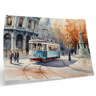 Poster Akvarelová elegancia vinobranie mestskej električky