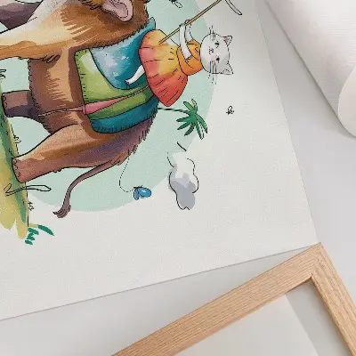 Plagát mačka na mamute s fantasy prírodou a mágiou