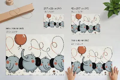 Plagát do izby slony s balónmi v štýle čistoty, zábavy a radosti