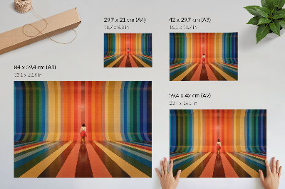 Retro plagát Farebné pruhy, postava, inšpirácia, priestor