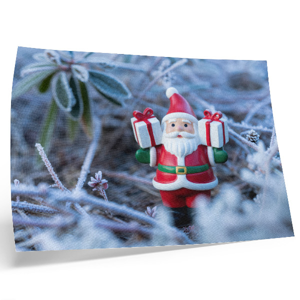 Poster Santa Claus s darčekmi v zimnom prostredí