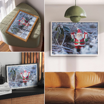 Poster Santa Claus s darčekmi v zimnom prostredí
