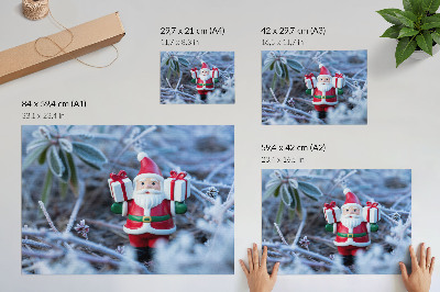 Poster Santa Claus s darčekmi v zimnom prostredí