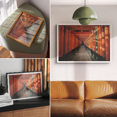 Poster Hĺbka symetrie oranžových stĺpov tunela