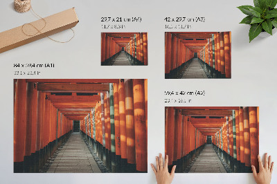 Poster Hĺbka symetrie oranžových stĺpov tunela