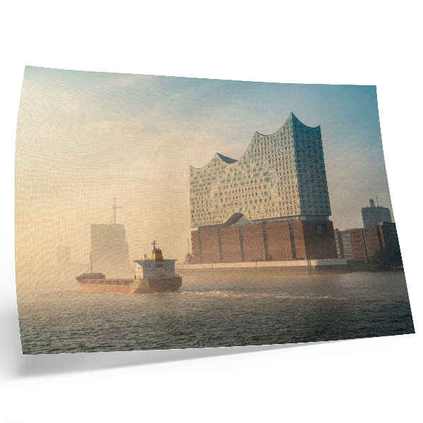 Retro plagát Moderná architektúra s vodným chodníkom