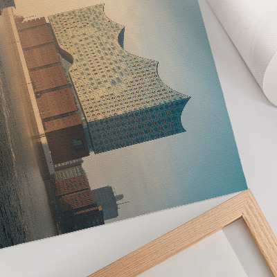 Retro plagát Moderná architektúra s vodným chodníkom