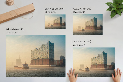 Retro plagát Moderná architektúra s vodným chodníkom