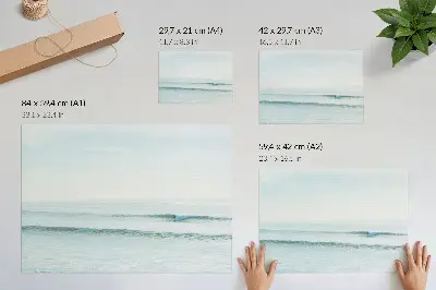 Plagát Oceánske vlny pokojný minimalistický motív surferov