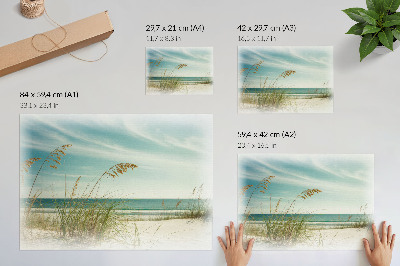 Plagát do izby pláž tráva oceán obloha mier