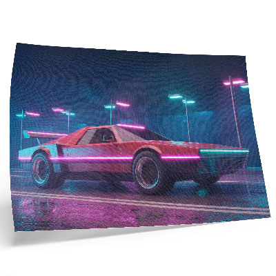 Plagát do izby Retro auto v neónovom mestskom prostredí