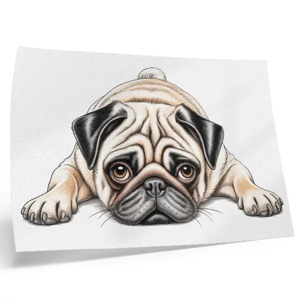 Plagát do izby ilustrácia psa v útulných teplých farbách s detailmi