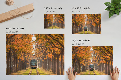 Retro plagát Jesenný tunel s električkou uprostred
