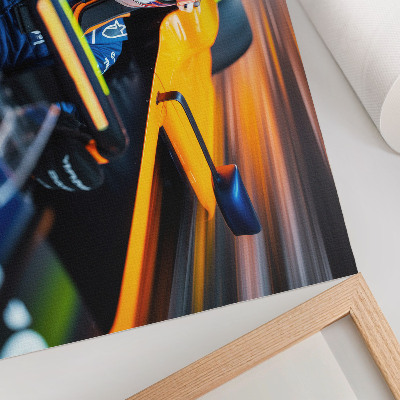 Poster Jazdec v pretekárskom aute plnom rýchlosti a energie