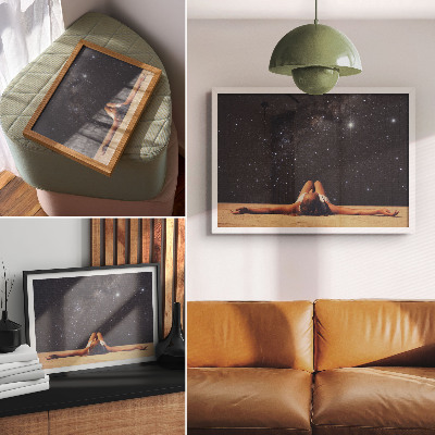Poster Surrealistická postava pod hviezdnou oblohou