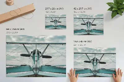 Plagát do izby čelný pohľad na dvojplošník v štýle priemyselnej elegancie
