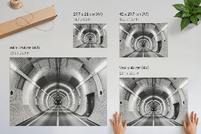 Plagát do izby Symetrický čiernobiely tunel s oblúkmi