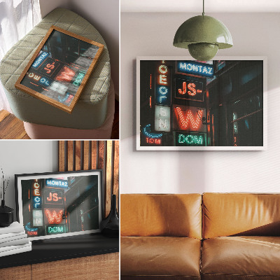 Retro plagát Farebné neónové nápisy večerná atmosféra