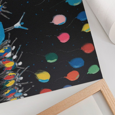 Poster Farebné balóny kontrastujúce s čiernou oblohou