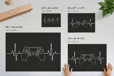 Poster Minimalistická herná téma čiernobiele srdce