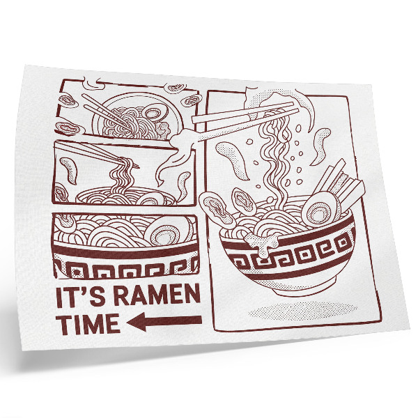 Retro plagát Ramen v štýle komiksu s parou