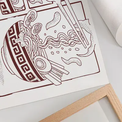 Retro plagát ramen v komiksovom štýle s parou