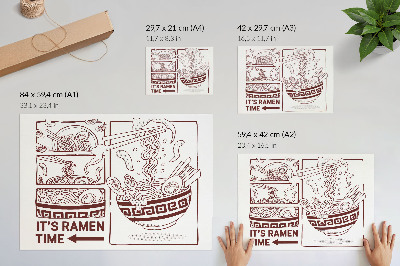 Retro plagát Ramen v štýle komiksu s parou