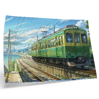 Poster Ilustratívny vlak v prímorskej krajine