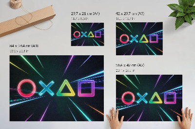 Plagát do izby Neónové geometrické tvary v pohybe