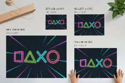 Retro plagát neónové tvary s dynamickými futuristickými farbami