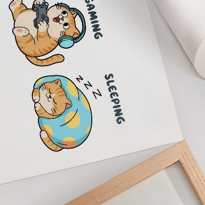 Plagát do izby Vtipné ilustrácie mačiek, roztomilá zábava