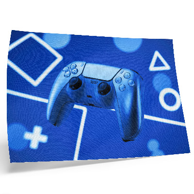 Retro plagát Herný ovládač modré geometrické pozadie