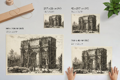Retro plagát Pohľad na Konštantínov oblúk z diela „Pohľady na Rím“ od Giovanniho Battistu Piranesiho