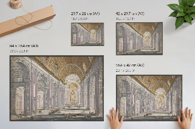 Poster Gezicht op het interieur van de Sint Pietersbasiliek te Vaticaanstad od anonyma a Giovanniho Battistu Piranesiho