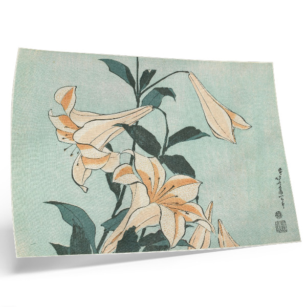 Retro plagát Ľalie (asi 1833–1834) vo vysokom rozlíšení od Katsushika Hokusai