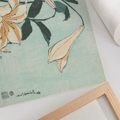Retro plagát Ľalie od Katsushika Hokusai z rokov 1833–1834 vo vysokom rozlíšení