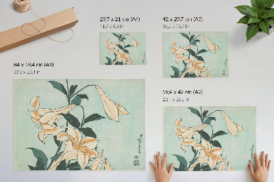 Retro plagát Ľalie (asi 1833–1834) vo vysokom rozlíšení od Katsushika Hokusai